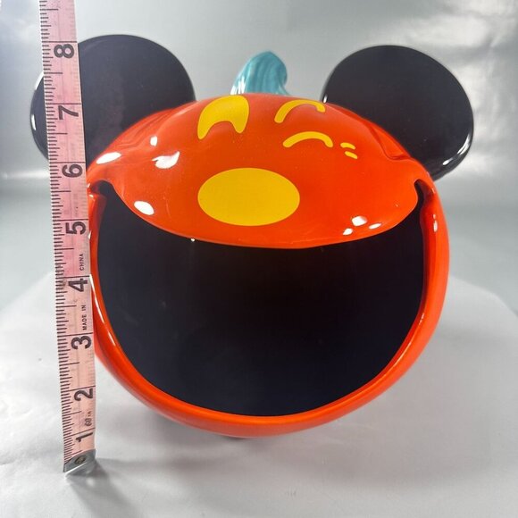Disney Parks Mickey Mouse Candy Pumpkin Bowl Ceramic Halloween Jack Lantern 2023 - Picture 4 of 16